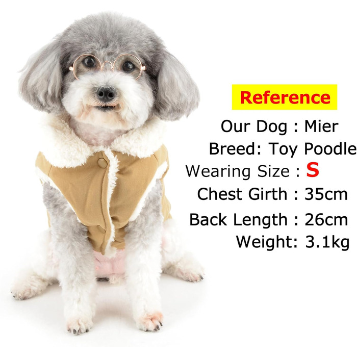 Зунеа - тепла куртка для собак маленьких порід, флісова підкладка, для цуценят, зимовий одяг з кільцем для повідка, захист від холоду, жилетка, розмір L, зелений (хакі)