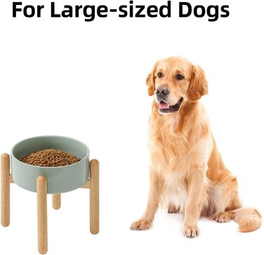 Керамічна годівниця для собак Havniva 21 см зі стійкою, великі породи, миска для їжі та води (1 шт., світло-зелена)