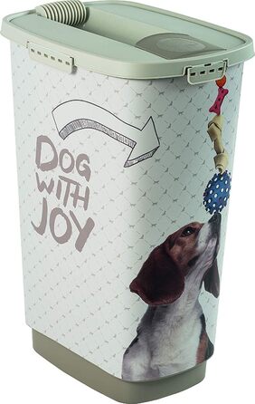 Контейнер для корму Rotho MyPet Cody 50 л з кришкою і дозатором, пластик BPA-free, бежево-білий