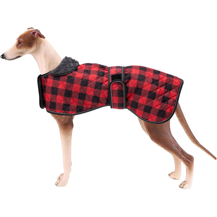 Водонепроникний теплий зимовий дощовик для собак породи Віндгаунд/Лурчер/Вхіпет, з флісовою підкладкою, червоний, розмір S (довжина спини 51-53 см)