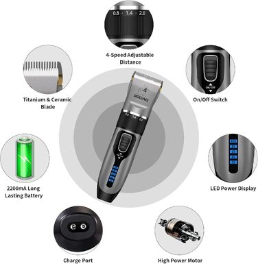 Набір для догляду за котами: бездротовий триммер для шерсті, професійний шерстеріз, набір для грумінгу, сірий колір