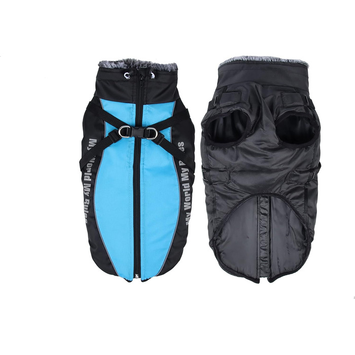 Зимовий теплий одяг для собак FeimaX: водонепроникна куртка з плюшем, світловідбиваючий жилет для маленьких, середніх та великих собак XL (Обхват грудей: 57 см, Довжина спини: 42 см), Колір: Синій