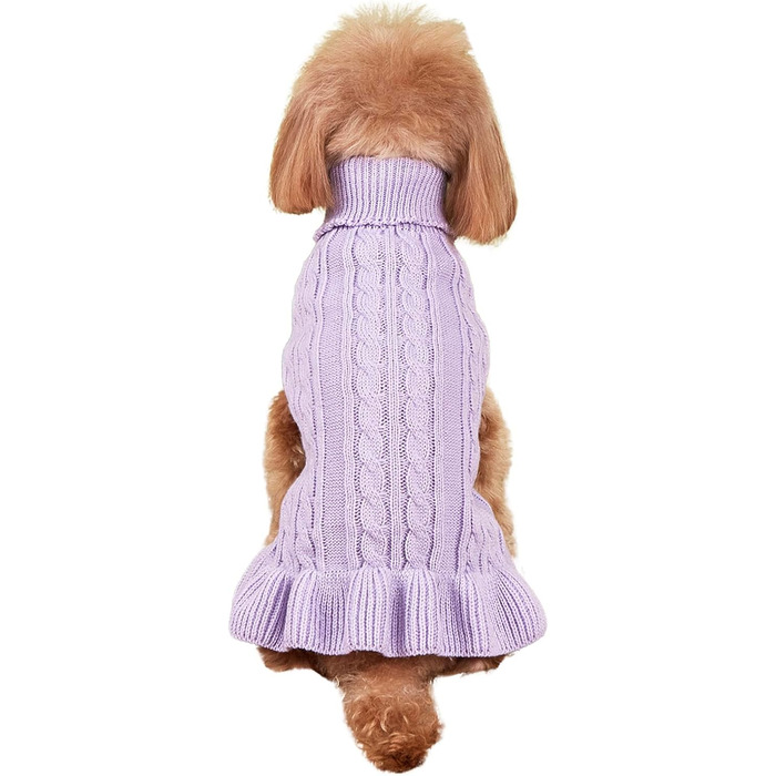 Пуловер для собак, розмір M, акрил, з коміром-горловиною, для собак маленьких та великих порід, 5,9–7,3 кг, теплий та зручний (Світло-фіолетовий)