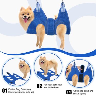 Набір для догляду за тваринами: гамак, пристосування для грумінгу, інструменти для стрижки нігтів (синій, M)