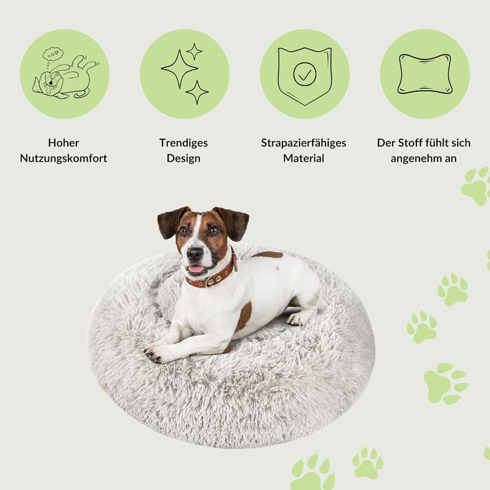 Кругле ліжко для собак та котів, діаметр 60 см, сірого кольору, м'яке, пухнасте, кошик для собак маленьких та середніх порід