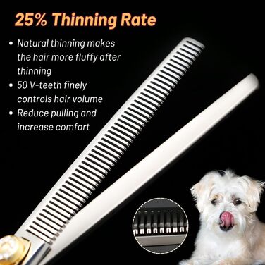 Набір професійних ножиць для грумінгу домашніх тварин 7 дюймів (прямі, вигнуті, тонкі, філірувальні). Підходить для собак.