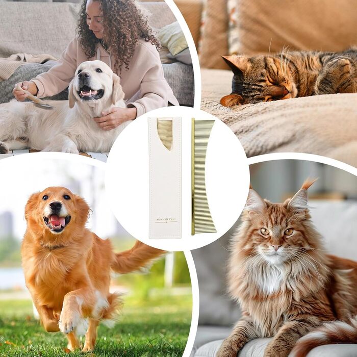 Гребінець для котів Flohkamm, щітка для грумінгу, для довгошерстих порід, щоденний догляд, після купання, для літніх котів та кошенят (золотий)