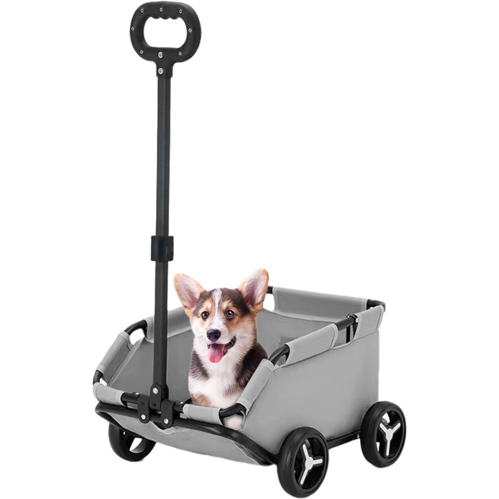 Транспортна переноска для собак та котів на колесах | Складана переноска-тролей для собак та котів (сіра)