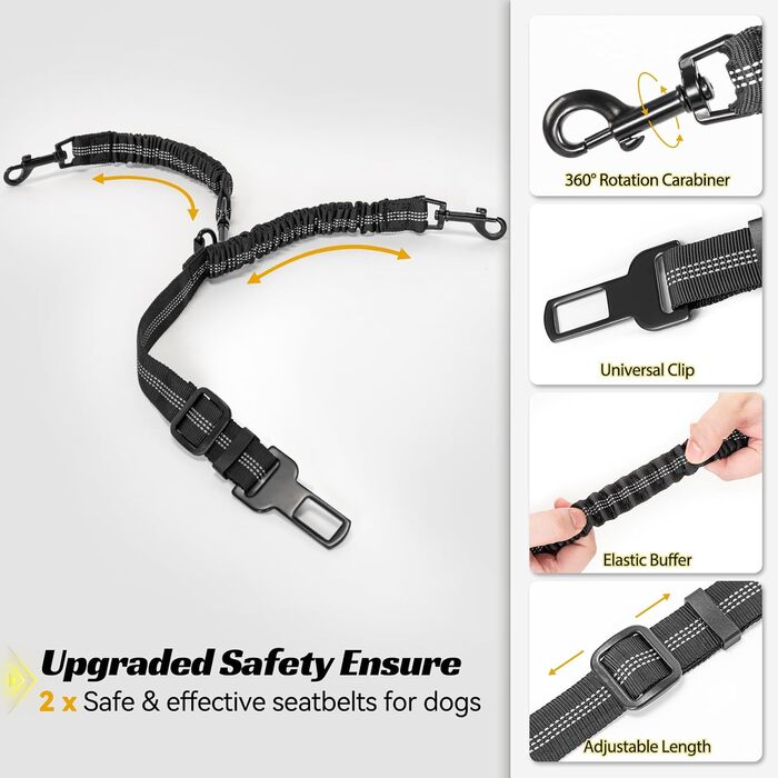 Крісло для собак Petsfit: зручне автокрісло для маленьких та середніх собак, чорна шкіра, з 2 ременями безпеки