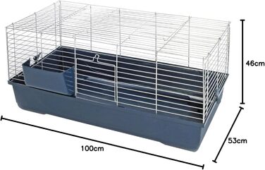 Клітка для кроликів Baldo, 100 x 53 x 46 см, темно-синій колір
