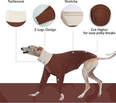 Теплий пуловер для віндхундів та віппотів (вайєт) з флісу, армійсько-зелений та коричневий кольори, розмір XL