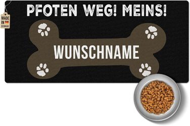 Персоналізована килимок для годування собак з ім'ям - Paw Away, Meins! - килимок для корму для собак, миючий | 90 x 40 см, нековзний