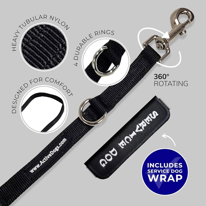 Повідок для службових собак ActiveDogs, 19 см, міцний нейлон