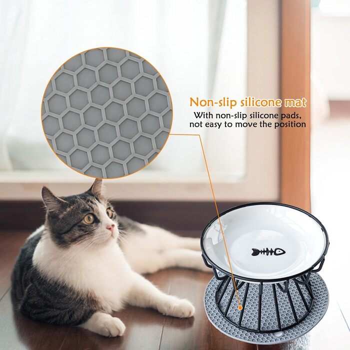 Підвищений годівниця для котів, керамічна миска з металевим підставкою, для котів, цуценят та маленьких собак, миється в посудомийній машині