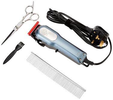 Машинка для стрижки шерсті собак та котів CGZZ Tierhaarschneidemaschine, тиха, з 8 насадками, блакитна