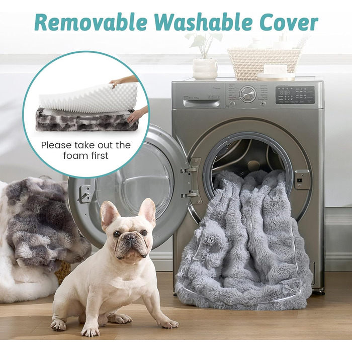 Ортопедичне ліжко для собак з штучного хутра, великі породи, C-подібне ліжко XL сірого кольору Tie-Dye, м'яке, тепле, з водонепроникним покриттям, антиковзаюче, з високощільним пінополіуретаном, миється