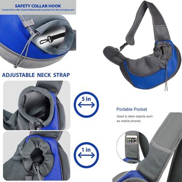 Сумка-переноска для собак та котів, блакитна, 45 x 13 x 28 см, до 4.5 кг