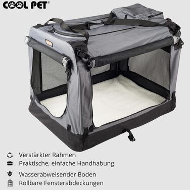 Переносна складана переносна коробка для собак 91х64х64 см (2XL, сірий)