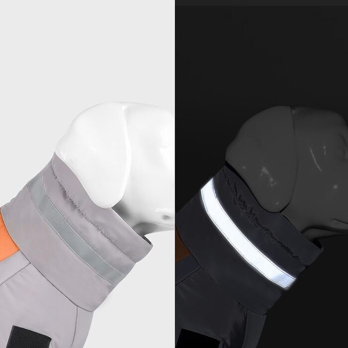 Зимовий теплий одяг для собак: куртка-комбінезон з флісовою підкладкою, вітронепроникний, з D-кільцем, для маленьких, середніх та великих собак, сіро-помаранчевий, 5XL