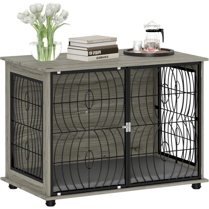 Клітка для собак PawHut - Будинок для великих собак, 100x60x73.5 см, сірий колір