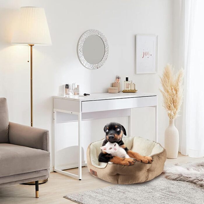 М'яке ліжко для собак та котів Asvin, 51 см, коричневе. Машинне прання, нековзна водонепроникна підкладка.