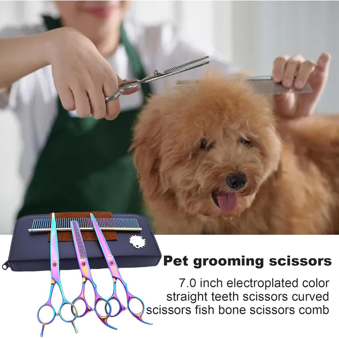 Набір для стрижки собак: професійний набір з 7 предметів з нержавіючої сталі | Стрижка собак та інших домашніх тварин