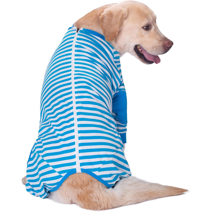 Піжама для собак, комбінезон, одяг для середніх та великих собак, дихаючий, з блискавкою, м'яка бавовна