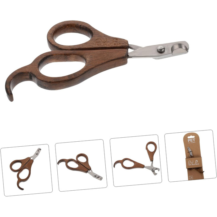 Набір для стрижки кігтів Happyyami з дерев'яною ручкою для догляду за тваринами (для котів та маленьких домашніх тварин)