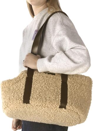 Сумка для собак Pookie Бежева – 50x24x26 см – Фліс з піною – Ручне прання – Страхувальний поводок – Знімний дно – Сумка для зберігання