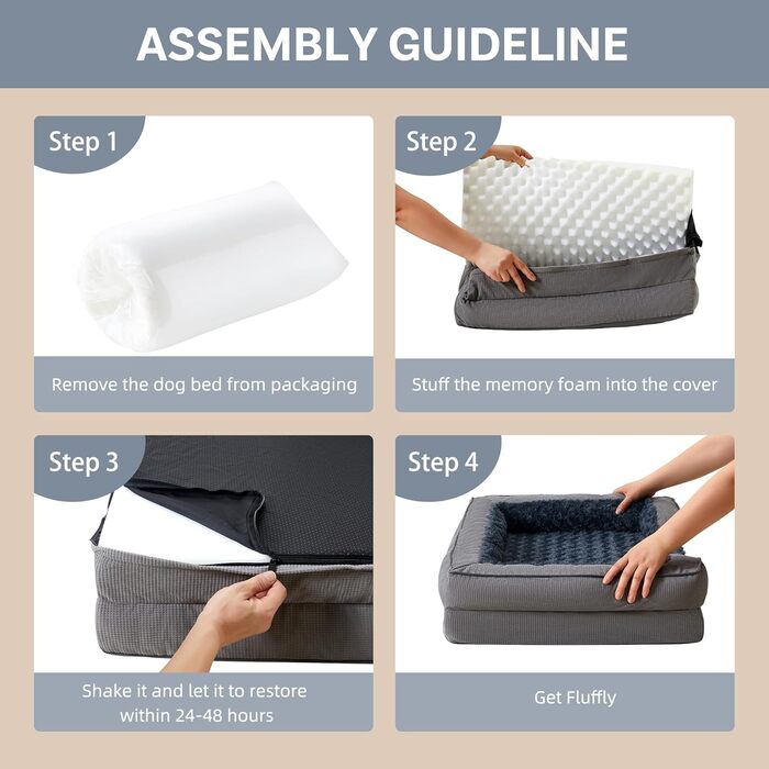 Ортопедичне ліжко для собак великих порід, Memory Foam, 89 x 64 x 17 см, для Лабрадора, Бордер Коллі, Австралійської вівчарки