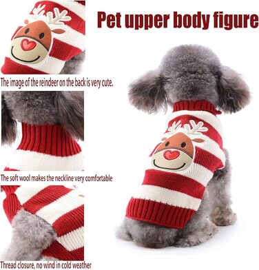 Пуловер для собак на Різдво: теплий в'язаний пуловер з візерунком оленя для собак та цуценят. Ідеальний костюм для святкування Різдва та подарунок для вашого улюбленця