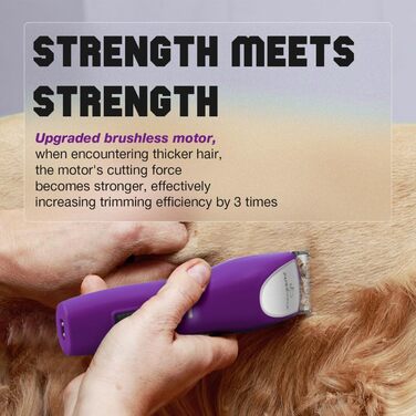 Професійна машинка для стрижки собак, 2 швидкості, ергономічний дизайн, для собак та котів, триммер для довгого, густого та кучерявого хутра, (Ліловий)