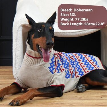 Пуловер для собак середнього та великого розміру, в'язаний пуловер з отвором для повідка, теплий, з коміром-стійкою, на Новий Рік, для хлопчиків та дівчаток XXXL, абрикосовий