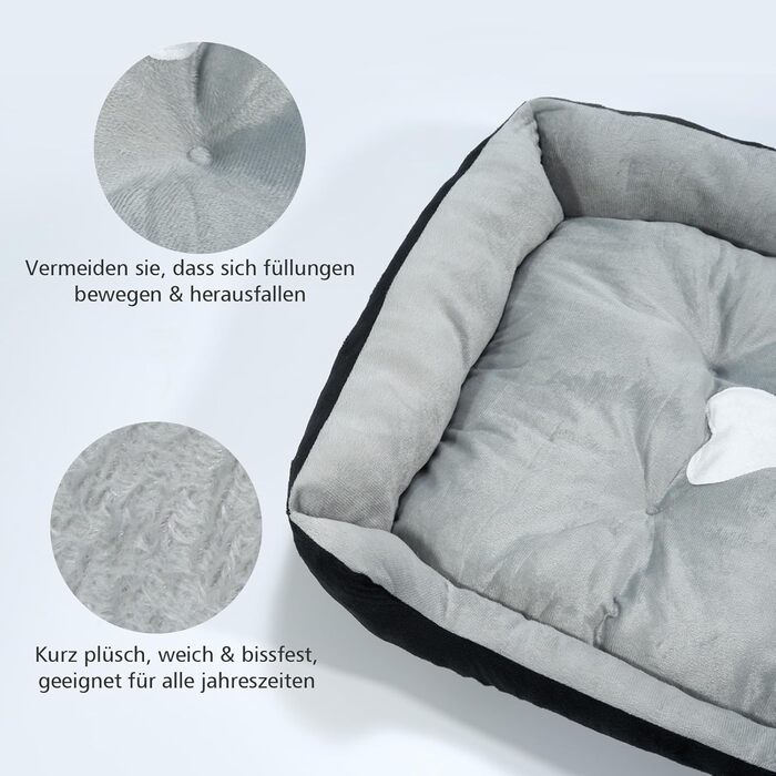 Лежанка для собак середнього розміру з високими бортиками та знімним чохлом, 80x60x15 см (Сірий)