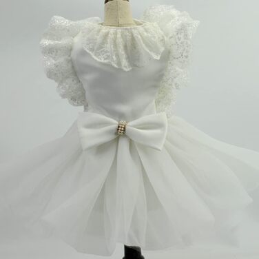 Біле сукня для собак та котів з бантиком, Тюту, для свят та вечірок, розмір L