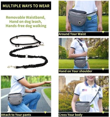 Сумка для собак Lpitoy, сумка для дресирування собак, сумка для прогулянок з собакою на пояс, для цуценят та собак, сіра