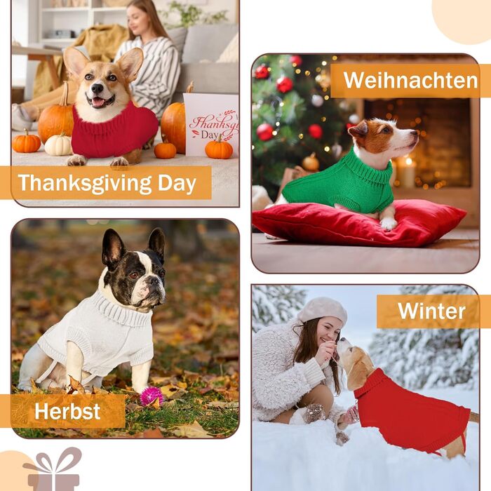 Теплий зимовий пуловер для собак - пухнастий трикотажний одяг для маленьких та великих собак, еластичний, для такс, французьких бульдогів, XS-XXL, для святкування Різдва та повсякденного використання (зелений 2XL) 2XL Зелений