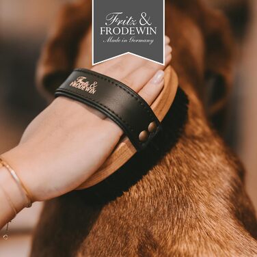 Щітка для собак Fritz & Frodewin Bobbsen для короткої та середньої шерсті | Масажна щітка з FSC-дерева | Шкіряний ремінь | Виготовлено в Німеччині