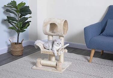 Дряпка для котів Go Pet Club з будиночком, 44,5x45,7x71,1 см, бежева