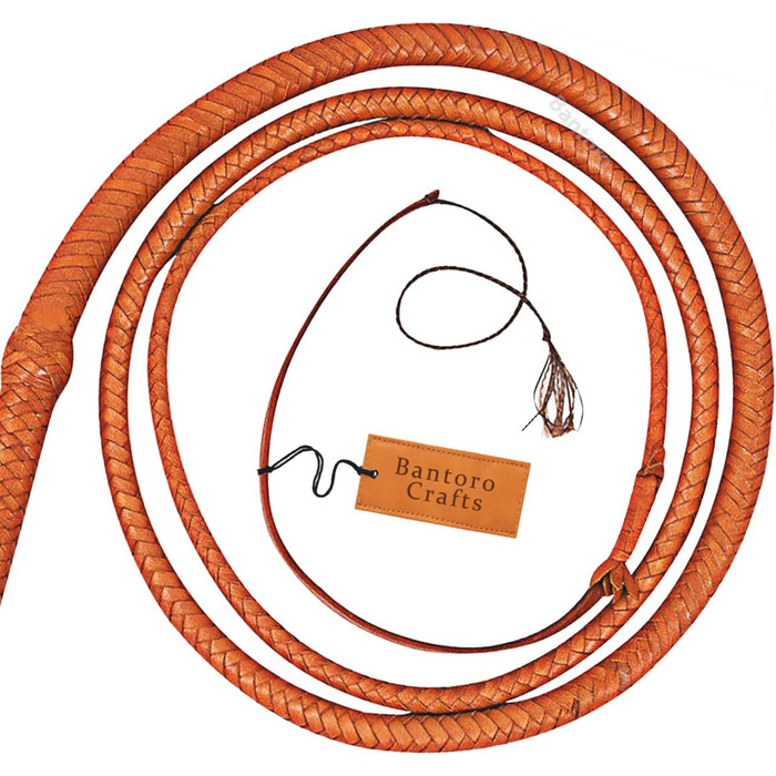 Кожаний бич для верхової їзди, 1,2-7,3 м, 16 пасем, шкіра кенгуру, коричневий, світло-коричневий, професійна преміум-якість, для ковбоїв та верхової їзди (3,6 м)