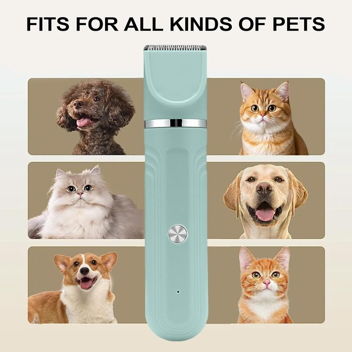 Триммер для собак, набір для грумінгу 4-в-1 | Акумуляторний, регульована ножиці для цуценят, зелений