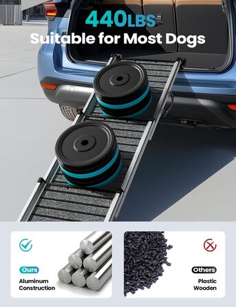 Рампа для собак у автомобіль, телескопічна, 160 см, до 200 кг, з антиковзким покриттям