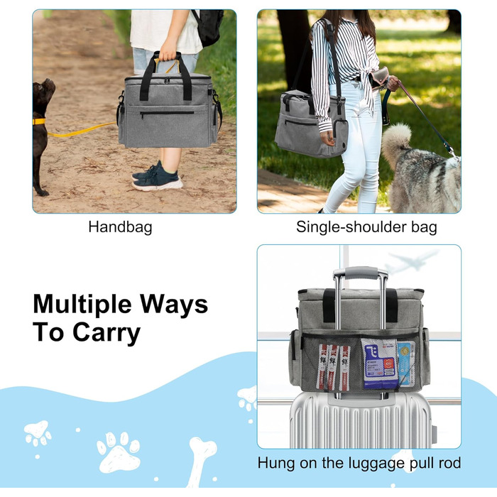 MYDAYS Сумка для собак, багаж для тварин, дорожня сумка на вихідні з мискою (сіра)