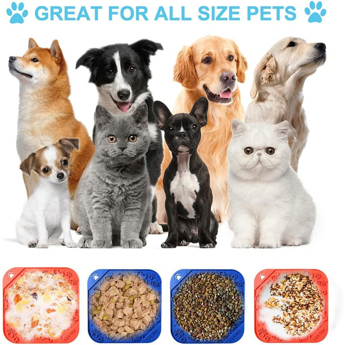 Килимок для собак та котів Leckmatte 2 шт. з присосками + лопатка, повільний годівник, антиковзаюча поверхня, зменшує нудьгу та тривогу, для корму, ласощів, йогурту, арахісової пасти (20x20 см, колір C)