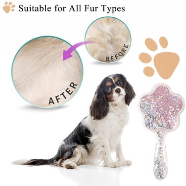 М'яка щітка для собак, для дрібних порід: Йоркширський тер'єр, Ши-тцу, Мальтіпу, Мальтезе | Видалення шерсті | Щітка для собак (Блискучий рожевий)