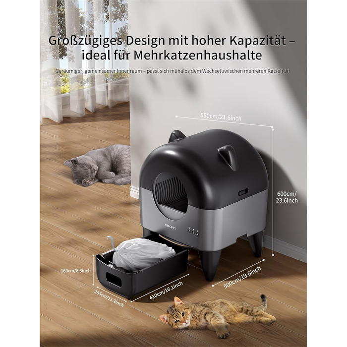 Автоматичний лоток для котів Katzenklo 110л, для кількох тварин, з дезодорацією та додатком