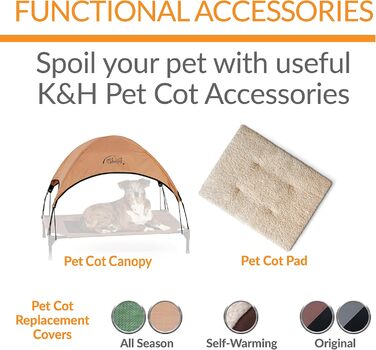 Ківш для собак K&H Pet Products Bolster, з охолодженням, для дому та вулиці, підняте ліжко для собак з знімними валиками для шиї, знімний мережевий чохол, підходить для середніх собак, антрацитовий/чорний, 81 x 64 x 28 см