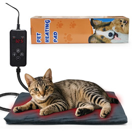 Нагрівальний килимок для тварин NAMOTEK з регулюванням температури та таймером, вологостійкий, з безпечним нагріванням, автоматичне вимкнення, 40x30 см, сірий