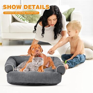 Крісло-лежанка для котів та собак PETCUTE, ортопедичне, з неслизьким дном, сіре