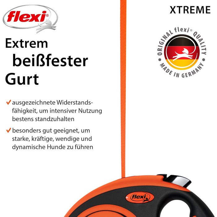 Повідок-рулетка Flexi Xtreme L, 8 м, стрічка, помаранчевий